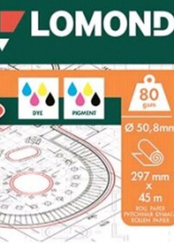 Бумага Lomond для САПР и ГИС "Премиум" 1202060 297мм-45м/80г/м2/белый матовое для струйной печати втулка:50.8мм (2") (упак.:1рул)