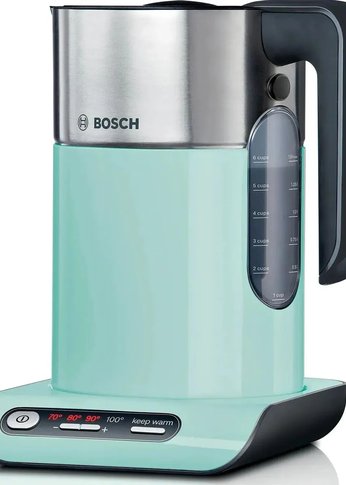 Чайник электрический Bosch TWK8612P 1.5л. 2400Вт серебристый/фисташковый (корпус: нержавеющая сталь/пластик)