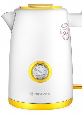 Чайник электрический Brayer BR1018 1.7л 2200Вт белый/желтый