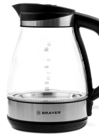 Чайник электрический Brayer BR1048 1.7л 2200 Вт стекло/черный