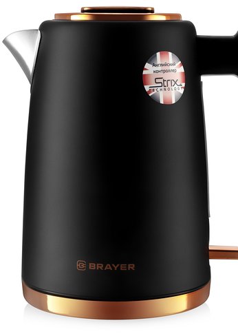 Чайник электрический Brayer BR1054 1.7л 2200Вт черный/золотистый