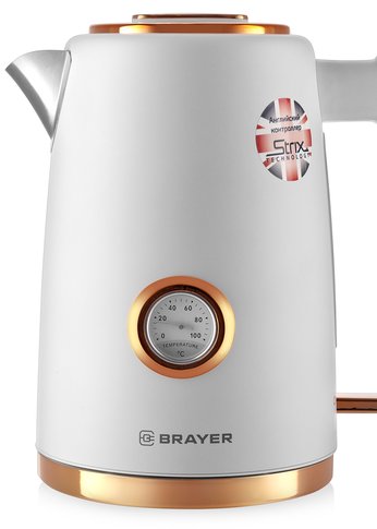 Чайник электрический Brayer BR1055 1.7л 2200Вт белый/золотистый