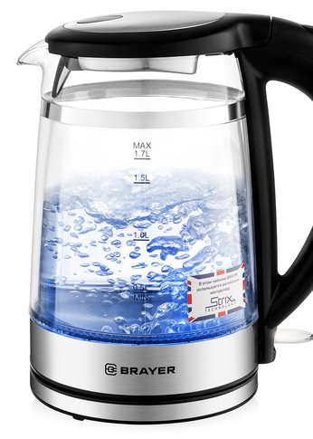 Чайник электрический Brayer BR1062 1.7л 2200Вт стекло/сталь