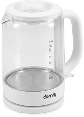 Чайник электрический Domfy DSW-EK304 1.7л. 2200Вт белый (корпус: стекло)