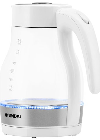 Чайник электрический Hyundai HYK-G3802 1.7л. 2200Вт белый/серебристый (корпус: стекло)