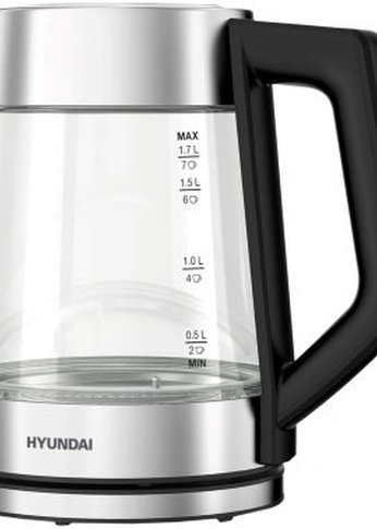 Чайник электрический Hyundai HYK-G4402 1.7л 2200Вт черный/серебристый (стекло)
