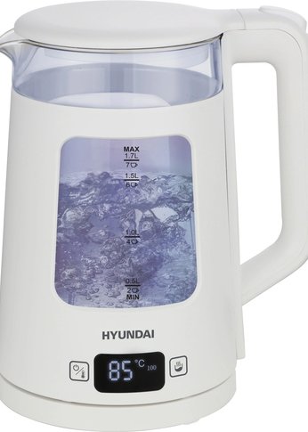 Чайник электрический Hyundai HYK-G9407 1.7л 2200Вт белый (стекло)