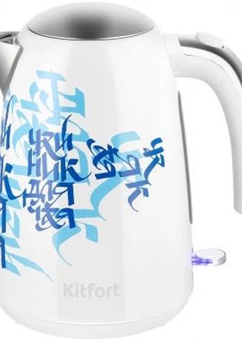 Чайник электрический Kitfort КТ-6772 1.7л 2200Вт белый/синий (металл)