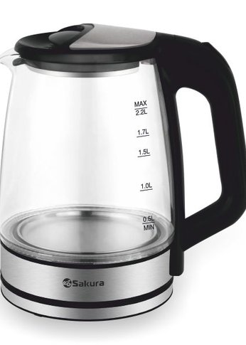 Чайник электрический Sakura SA-2722BK 2,2л, стекло, черный