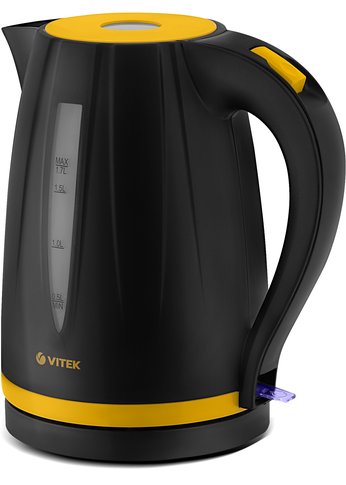 Чайник электрический Vitek VT-1168 BK 1.7л 2200Вт черный/желтый