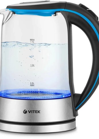 Чайник электрический Vitek VT-7028 1.7л. 2200Вт прозрачный корпус: стекло