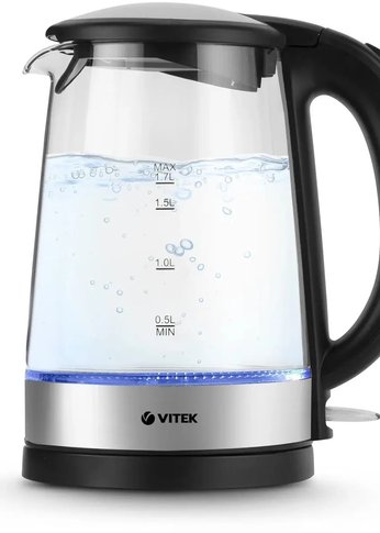 Чайник электрический Vitek VT-8807 1.7л. 2200Вт серебристый корпус: стекло/металл