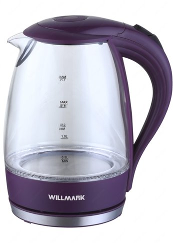 Чайник электрический Willmark WEK-1705GV (1,7л, пов на 360гр, LED-подсв, фиолетовый)