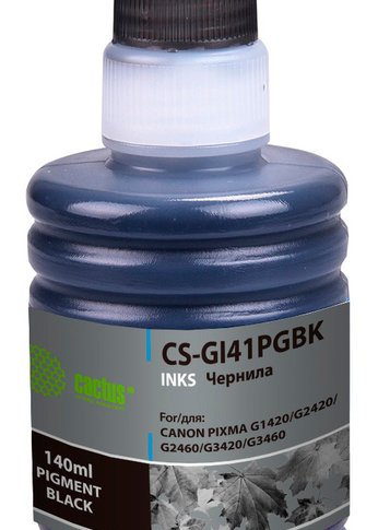 Чернила Cactus CS-GI41PGBK черный 140мл для Canon PIXMA G1420/G2420/G2460/G3420/G3460