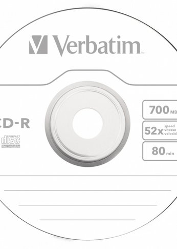 Диск CD-R Verbatim 700Mb 52x Slim case (10шт) (43415)