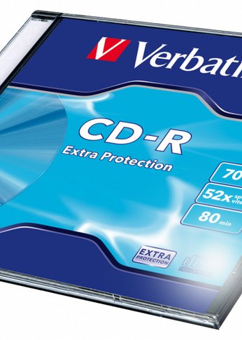 Диск CD-R Verbatim 700Mb 52x Slim case (1шт) (43347)