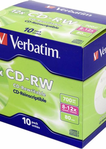 Диск CD-RW Verbatim 700Mb 12x Jewel case (10шт) (43148)