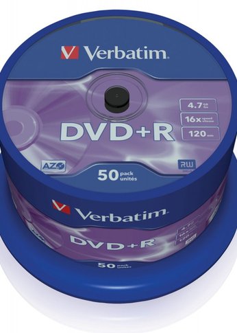 Диск DVD+R Verbatim 4.7Gb 16x Cake Box (50шт) (43550)