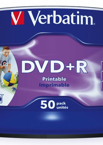 Диск DVD+R Verbatim 4.7Gb 16x Cake Box (50шт) Printable (43512)