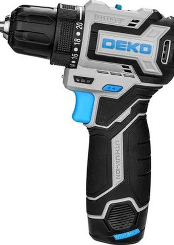 Дрель-шуруповерт аккумуляторная Deko Loner 12V PRO (АКБ 2x3.0Ач кейс) (085-1011)