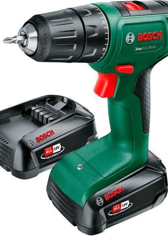 Дрель-шуруповерт аккумуляторный Bosch Easydrill 18V-40 (2x 1,5Aч) + AL18V-20 кейс 1200Вт патрон:быстрозажимной (кейс в комплекте) (06039D8002)