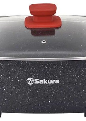 Электросковорода Sakura SA-7714BR Master Chef 1800-2000Вт 30х10см квадр черн/красн