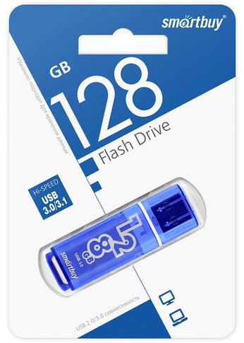 Флеш диск 128Gb Smartbuy Glossy SB128GBGS-DB USB2.0 темно-синий