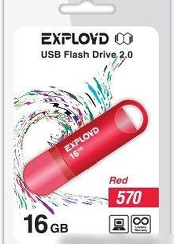 Флеш диск 16GB Exployd 570 красный (EX--570-Red)