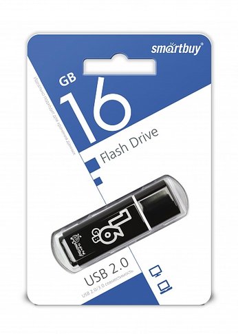 Флеш диск 16Gb Smartbuy Glossy SB16GBGS-K USB2.0 черный