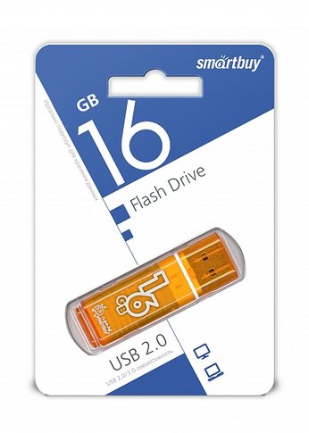 Флеш диск 16Gb Smartbuy Glossy SB16GBGS-OR USB2.0 оранжевый