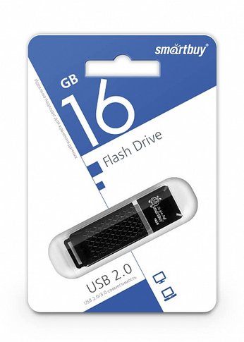 Флеш диск 16Gb Smartbuy Quartz SB16GBQZ-K USB2.0 черный