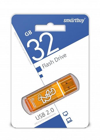 Флеш диск 32Gb Smartbuy Glossy SB32GBGS-Or USB2.0 оранжевый