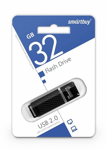 Флеш диск 32Gb Smartbuy Quartz SB32GBQZ-K USB2.0 черный