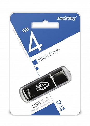 Флеш диск 4Gb Smartbuy Glossy SB4GBGS-K USB2.0 черный