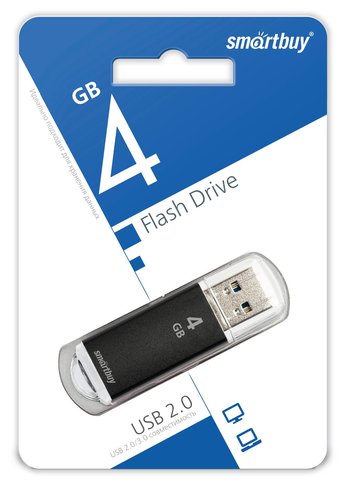 Флеш диск 4Gb Smartbuy V-Cut SB4GBVC-K USB2.0 черный