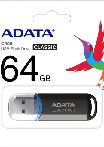 Флеш диск 64Gb A-Data Classic C906 AC906-64G-RBK USB2.0 черный