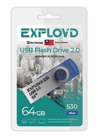 Флеш диск 64GB Exployd 530 синий (EX0530-Bl)