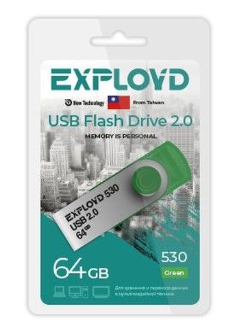 Флеш диск 64GB Exployd 530 зеленый (EX0530-G)