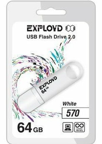 Флеш диск 64GB Exployd 570 белый (EX--570-White)