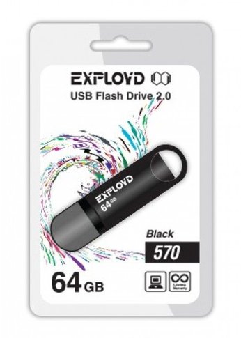 Флеш диск 64GB Exployd 570 черный (EX--570-Black)