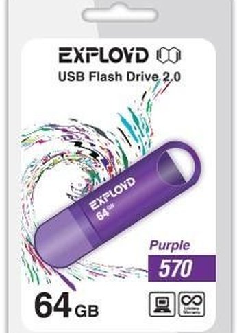 Флеш диск 64GB Exployd 570 пурпурный (EX--570-Purple)