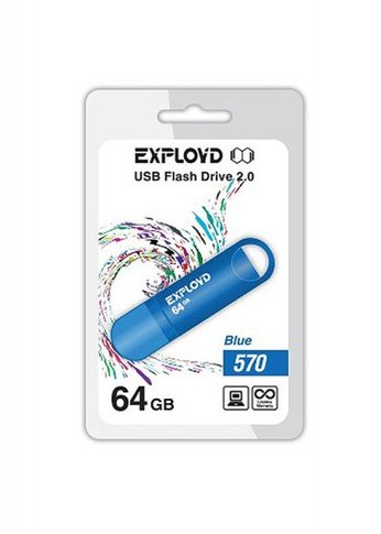 Флеш диск 64GB Exployd 570 синий (EX--570-Blue)