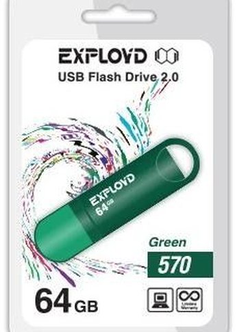 Флеш диск 64GB Exployd 570 зеленый (EX--570-Green)