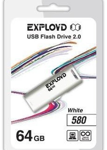 Флеш диск 64GB Exployd 580 белый (EX--580-White)