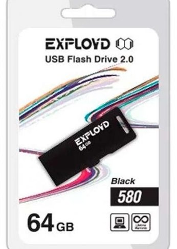 Флеш диск 64GB Exployd 580 черный (EX--580-Black)