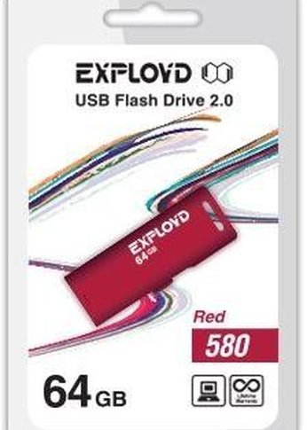 Флеш диск 64GB Exployd 580 красный (EX--580-Red)