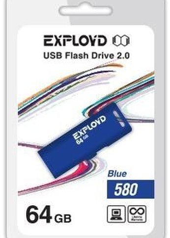 Флеш диск 64GB Exployd 580 синий (EX--580-Blue)