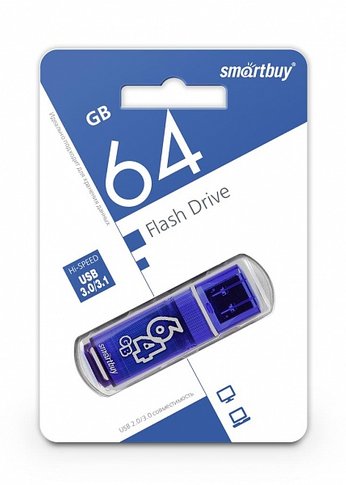 Флеш диск 64Gb Smartbuy Glossy SB64GBGS-DB USB3.0 темно-синий