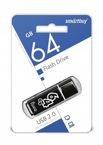 Флеш диск 64Gb Smartbuy Glossy SB64GBGS-K USB2.0 черный