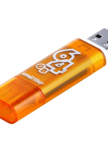 Флеш диск 64Gb Smartbuy Glossy SB64GBGS-Or USB2.0 оранжевый